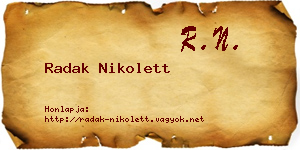Radak Nikolett névjegykártya